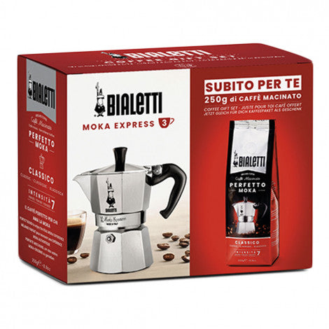 Bialetti Caffettiera Moka Express 3 Tazze + Perfetto Moka Classico 250 G