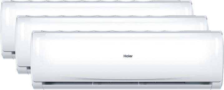 Haier Trendy Condizionatore Fisso, Unità Esterna e 3 Unità Interne, Trial Split, Inverter, 9000 + 9000 + 12000 Btu /h, con Pompa di Calore Classe A++/A+