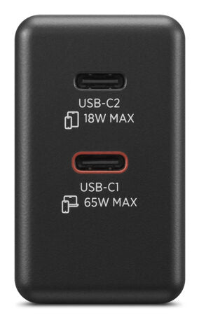 Lenovo Dual USB-C 65W GaN Charger, alimentatore compatto da muro con doppia Type-C, cavo USB-C 1,5 m incluso - ideale per laptop, cellulare e tablet: un solo caricabatterie per più dispositivi