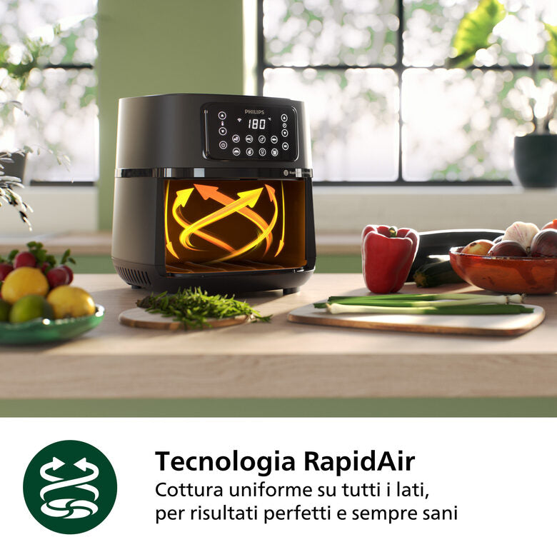 Philips 5000 series Airfryer 7.2L, Friggitrice ad aria 16-in-1, App per ricette , accessorio teglia HD9285/93