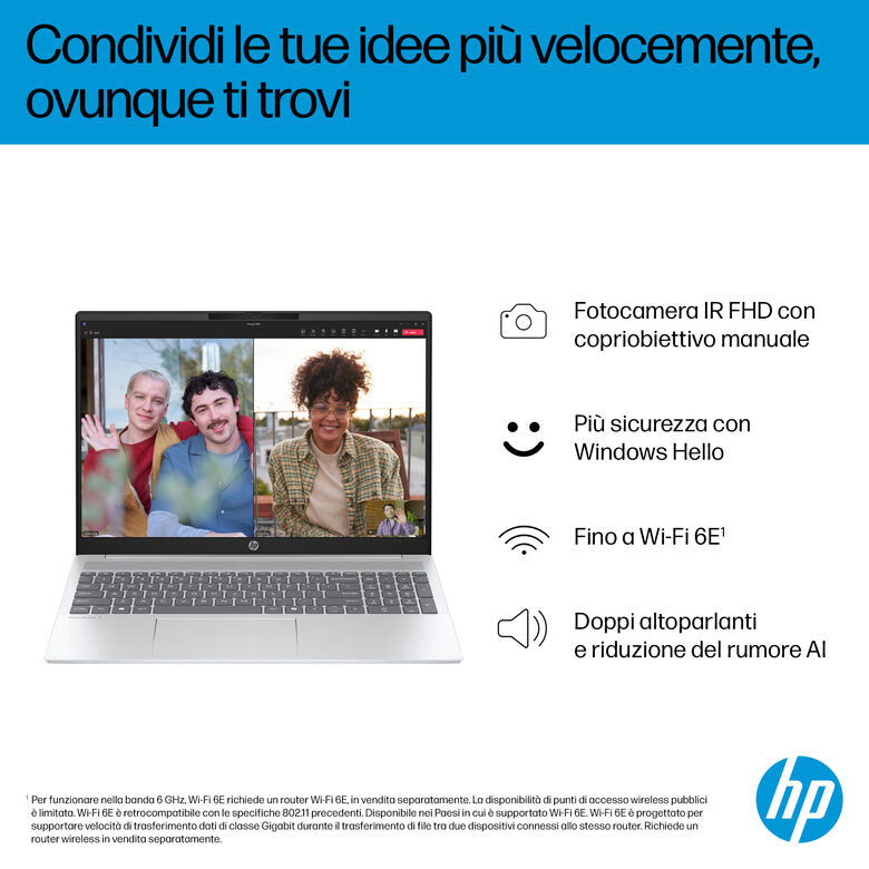 HP OmniBook 5 AI 16-af1007nl Intel Core Ultra 5 225U Computer portatile 40,6 cm (16") 2K 16 GB LPDDR5x-SDRAM 512 GB SSD Wi-Fi 6 (802.11ax) Windows 11 Home AI PC Argento