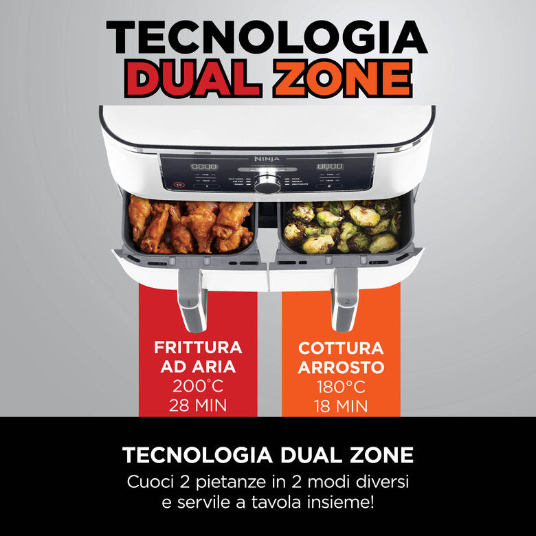 Ninja AF400EU Doppia 9,5 L Indipendente 2470 W Friggitrice ad aria calda Bianco