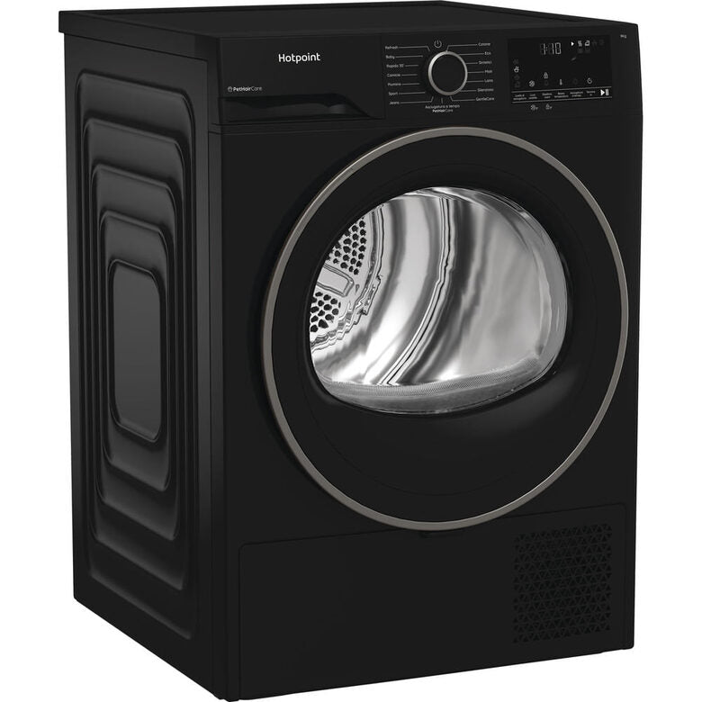 Hotpoint Ariston HPT 94D BBS IT, Capacità 9kg, classe C, colore Black,EasyIron, PetHair Removal | Profondità mobile 60cm