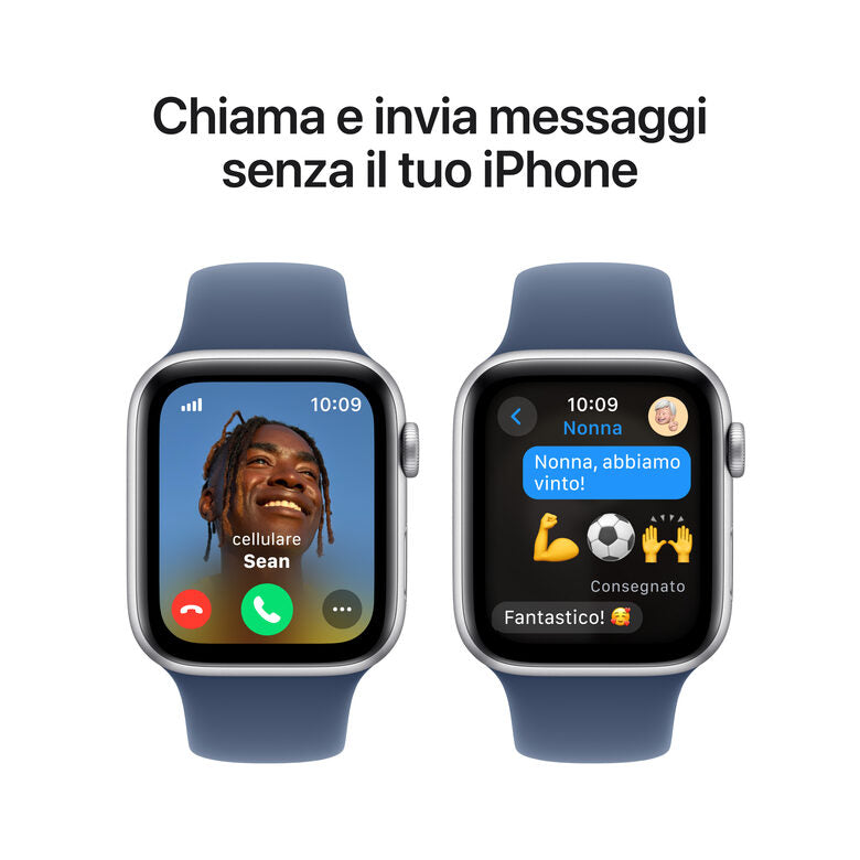 Apple Watch SE GPS + Cellular 44mm Cassa in Alluminio Color Argento con Denim Sport Band - S/M