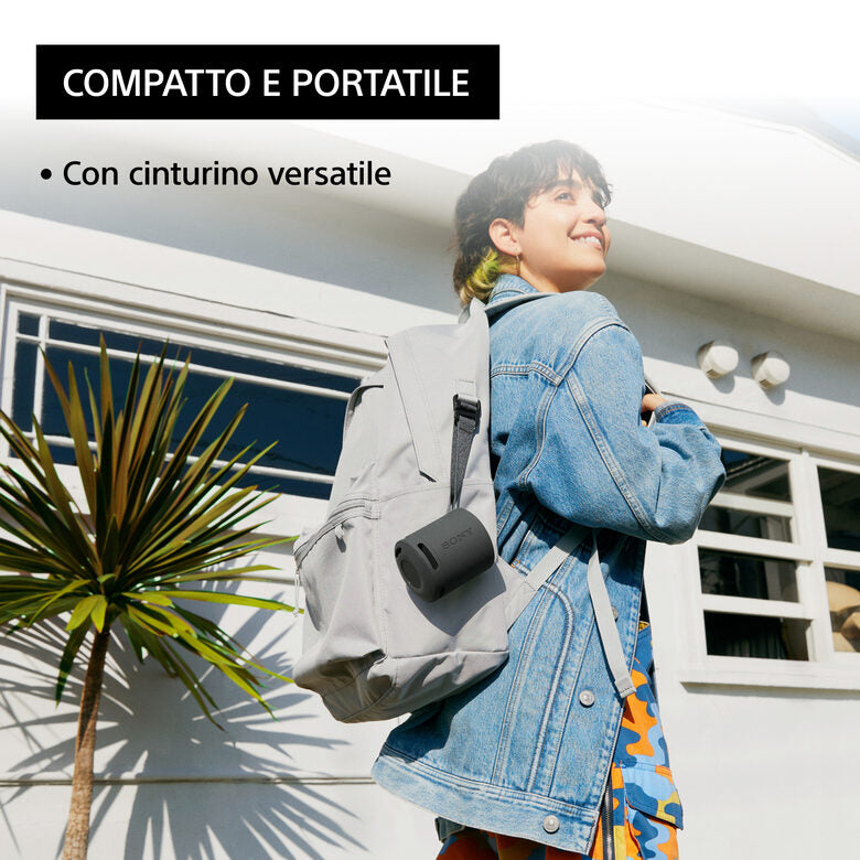Sony SRS-XB100 - Speaker Wireless Bluetooth, portatile, leggero, compatto, da esterno, da viaggio, resistente IP67 impermeabile e antipolvere, batteria da 16 ore, cinturino versatile, chiama