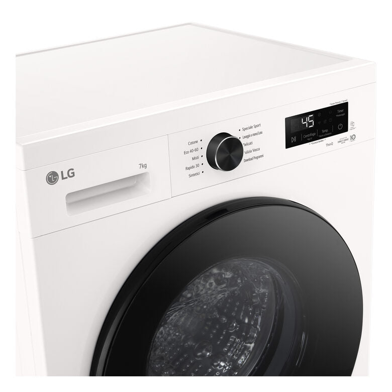 LG F2NX10S7NWB Lavatrice A Libera Installazione 7 Kg, 1200 Giri, Motore Direct Drive Inverter, Filtro Ispezionabile, Classe A, Bianco