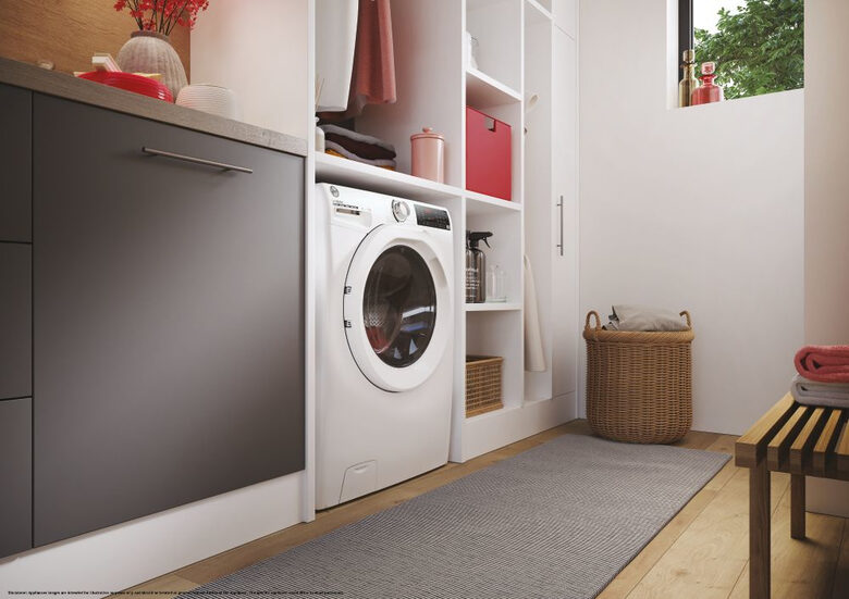 Hoover H3WP4474TAM6/1-S H-WASH 350 Lavatrice Slim A Libera Installazione 7 Kg, 1400 Giri, Classe A, Inverter, Wi-fi, Bianco