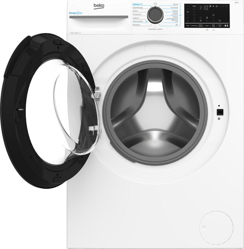 Beko BMWSU4721A Lavatrice Slim A Libera Installazione 7 Kg, 1200 Giri, EnergySpin, Ironfast, Vapore Igienizzante SteamCure™, AutoClean, Classe A, Bianco