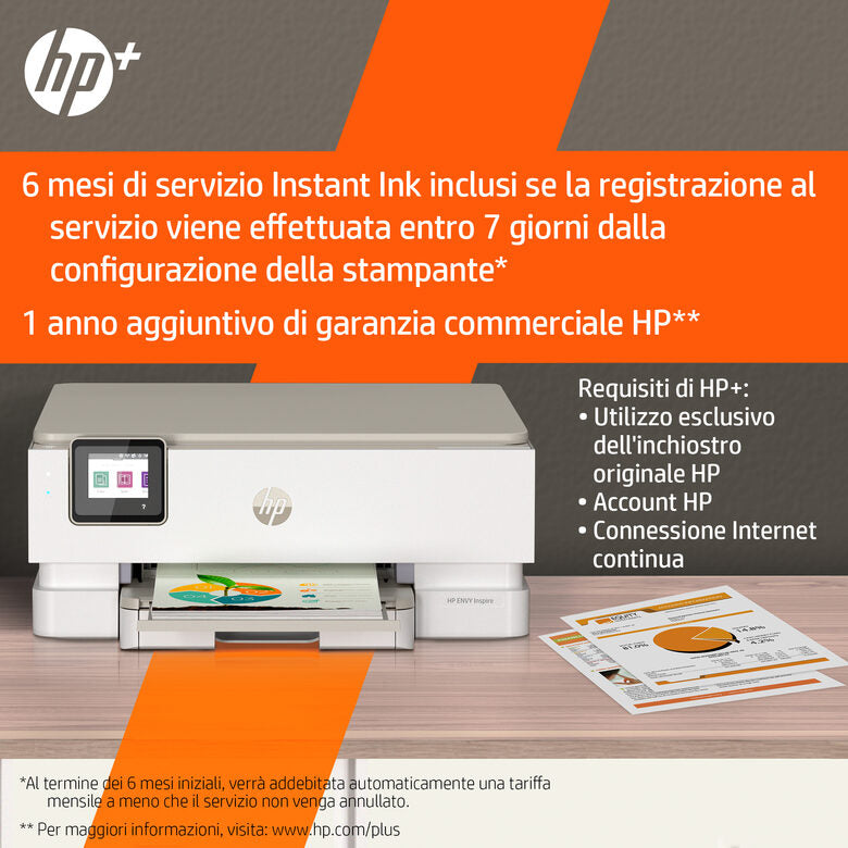HP ENVY Inspire 7224e Wireless All-in-One Colore Stampante, Instant Ink; Fotocopiatrice, scanner