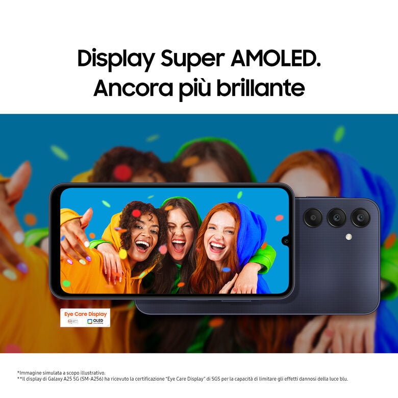 Samsung Galaxy A25 5G Display sAMOLED 6.5" FHD+, Android 14, 6GB RAM, 128GB, Batteria 5.000 mAh, Memoria espandibile fino a 1TB, Blue Black