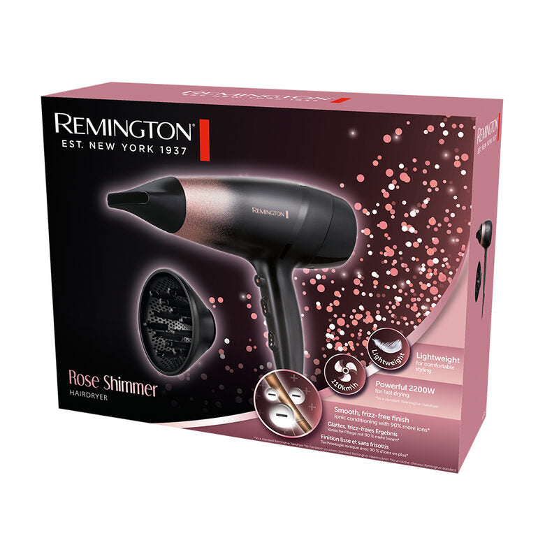 Remington Rose Shimmer asciuga capelli 2200 W Nero, Rosa