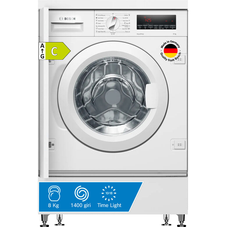 Bosch WIW28542EU Lavatrice da Incasso Serie 8 EcoSilence Drive 8 Kg 1400 Giri Inverter Classe C