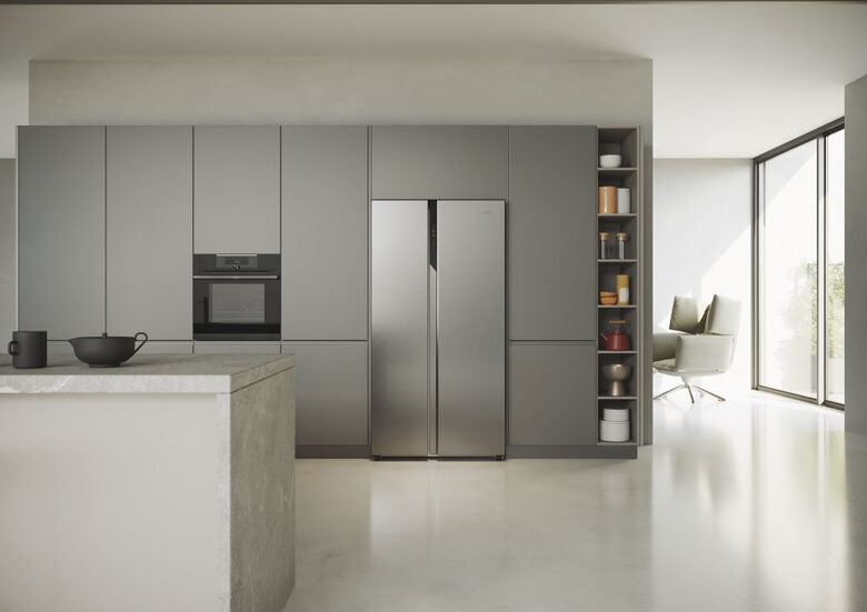 Haier SBS 90 Serie 5 HSR5918DNMP Frigorifero Side By Side Libera Installazione 528 L D Platino, Acciaio inossidabile