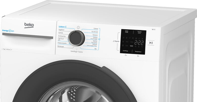 Beko BMWU3721A Lavatrice Slim A Libera Installazione 7 Kg, Energyspin, 1200 Giri, Vapore Igienizzante SteamCure™, AutoClean, Classe A, Bianco