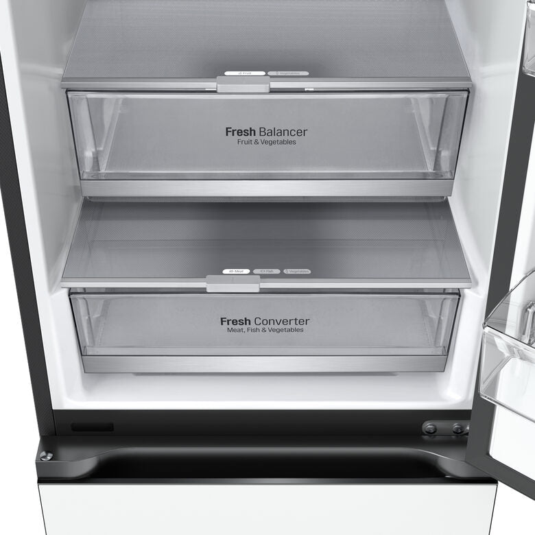 LG GBB72BM9DQ Frigorifero combinato, Classe D, 387L, Wi-Fi, Wine Rack, Vetro bianco satin