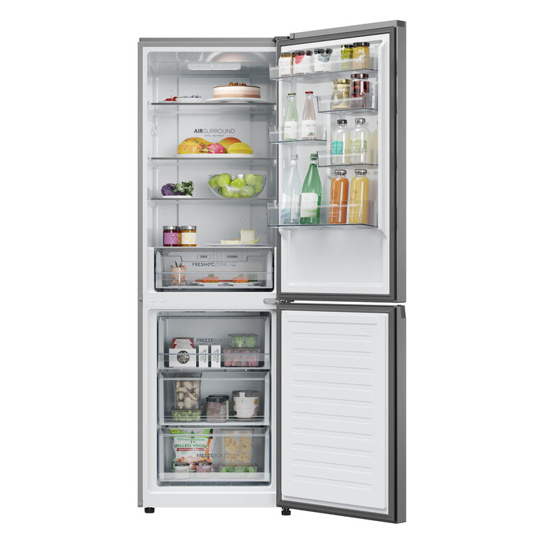 Haier HDPR1618CNPK Frigorifero Combinato A Libera Installazione, Classe C, Acciaio Inox