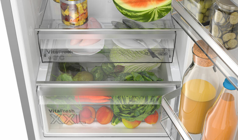Bosch KGN397LDF Serie 4 Frigorifero Combinato A Libera Installazione, No Frost, Sistema Multi-Airflow, Classe D, Acciaio Inox