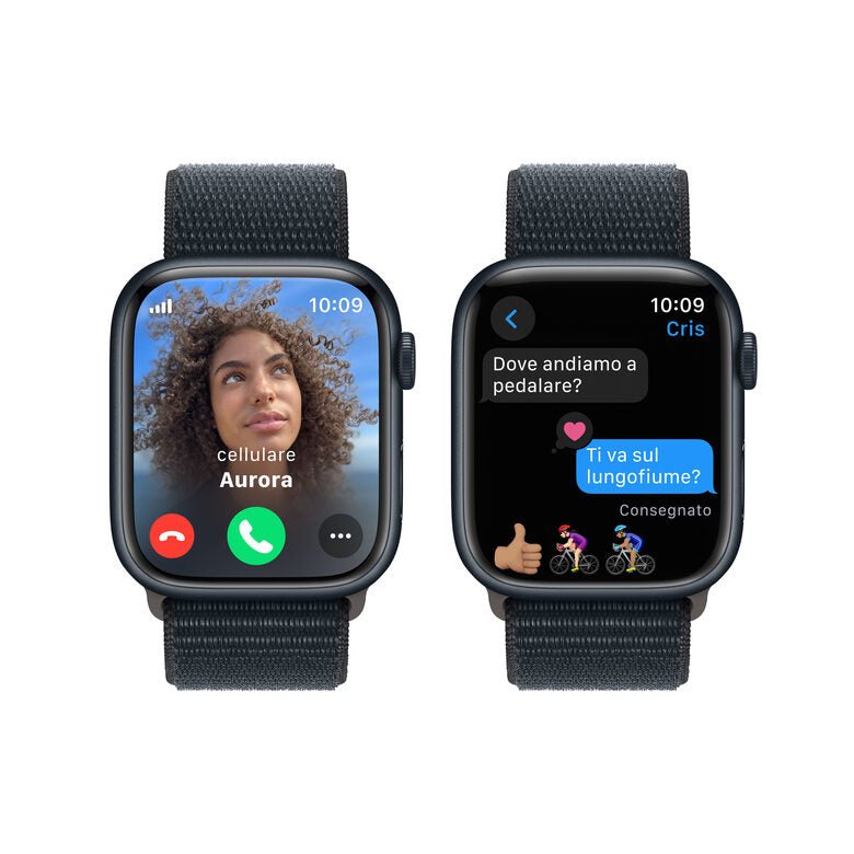 Apple Watch Series 9 GPS + Cellular Cassa 45mm in Alluminio Mezzanotte con Cinturino Sport Loop Mezzanotte