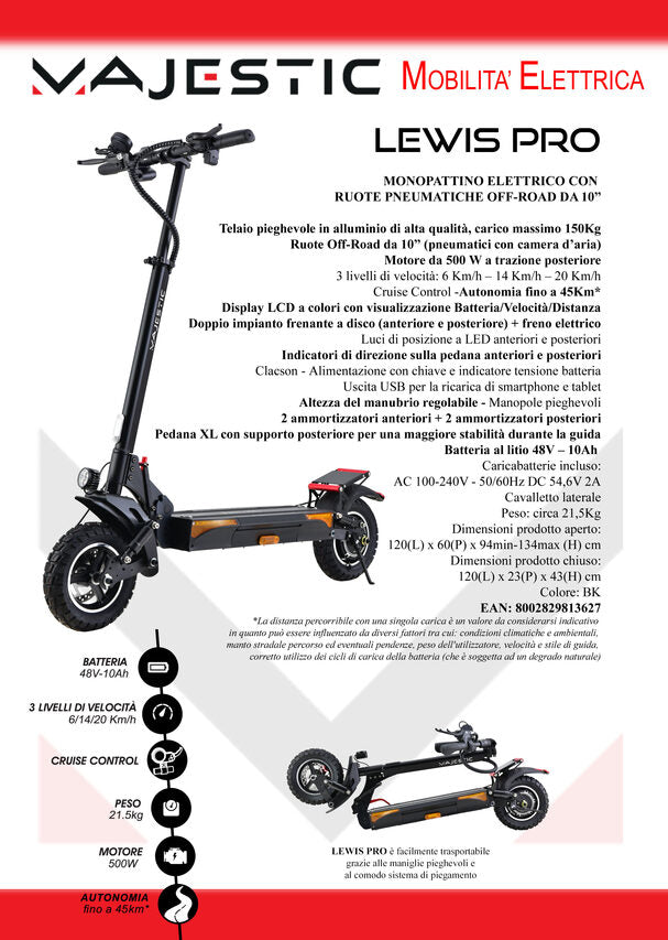 New Majestic Lewis Pro 20 km/h Nero 10 Ah