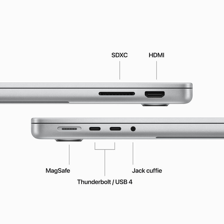 Apple MacBook Pro 14'' M3 chip con 8‑core CPU e 10‑core GPU, 512GB SSD - Argento