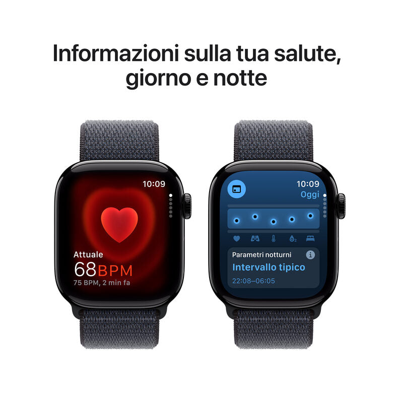 Apple Watch Series 10 Serie 10 GPS + Cellular 42mm Cassa in Alluminio color Jet Black con Sport Loop
