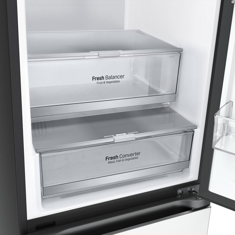 LG GBB72BM9DQ Frigorifero combinato, Classe D, 387L, Wi-Fi, Wine Rack, Vetro bianco satin