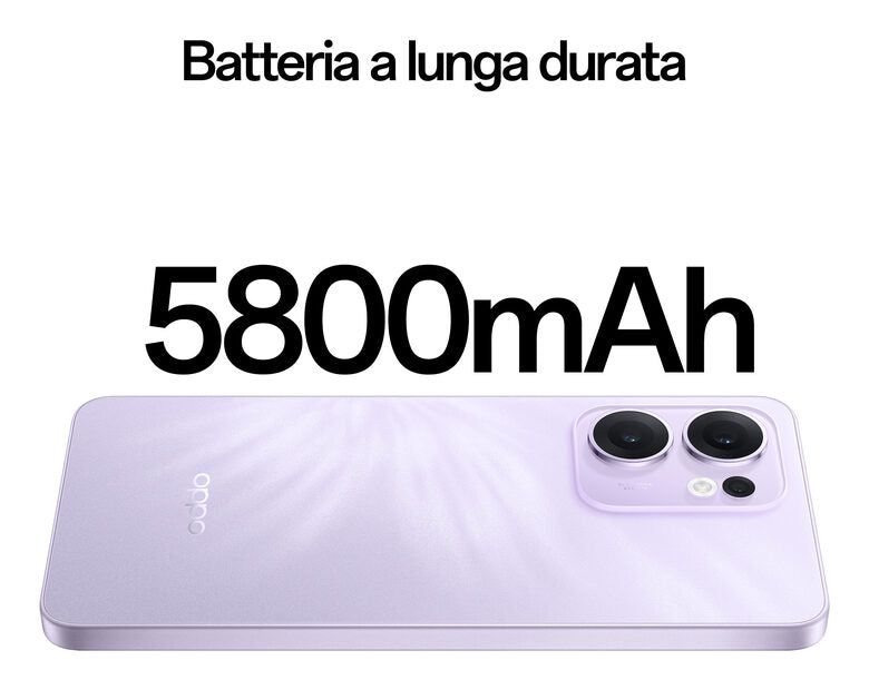 OPPO Reno13 F 5G AI Smartphone, Tripla fotocamera 50+8+2MP, Selfie 32MP, Display 6.67” 120HZ AMOLED FHD+, 5800mAh, RAM 8GB(Esp4GB/6GB/8GB)+ROM 256GB, [Versione Italia], Plume Purple
