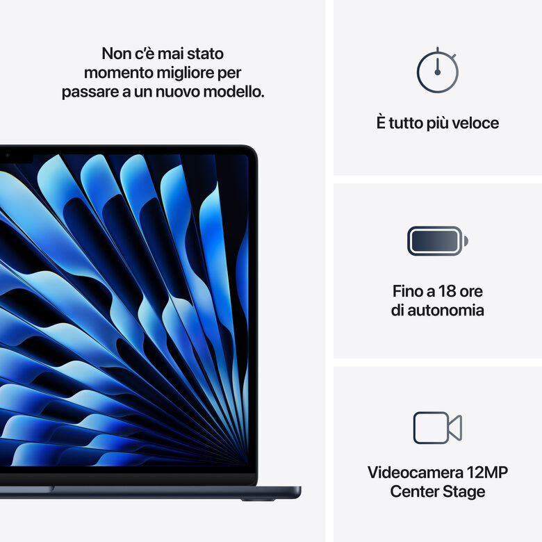 Apple MacBook Air 15'' M4 chip 10-core CPU 10-core GPU, 16GB, 512GB SSD - Mezzanotte