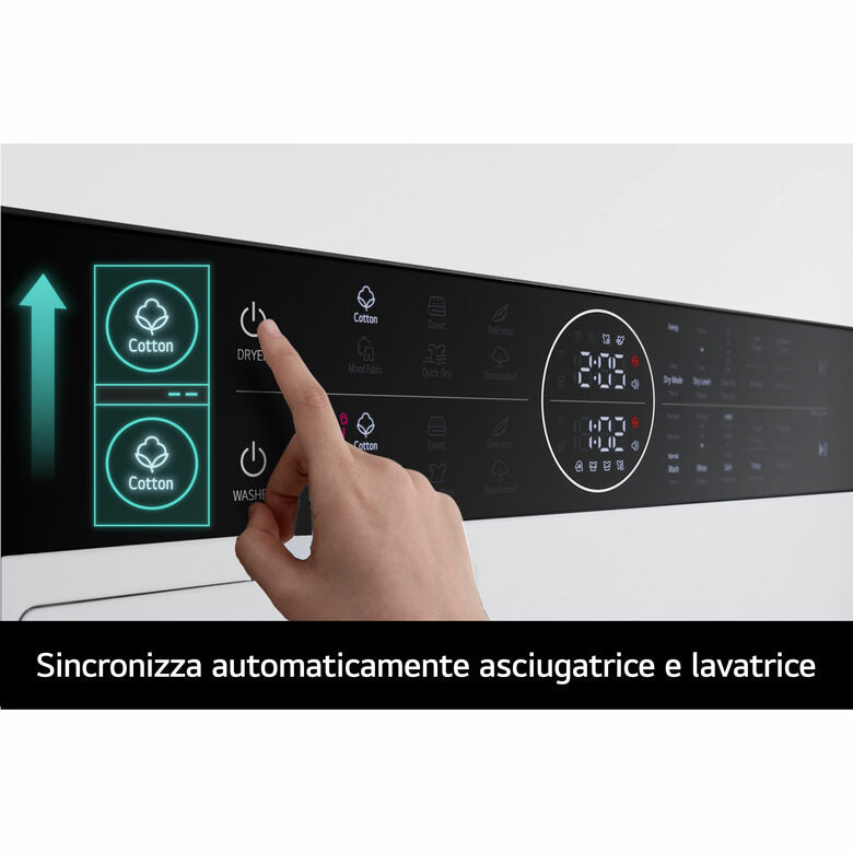 LG WashTower WT1210WWF Colonna Bucato 12/10kg AI DD, Classe A, Pannello unificato