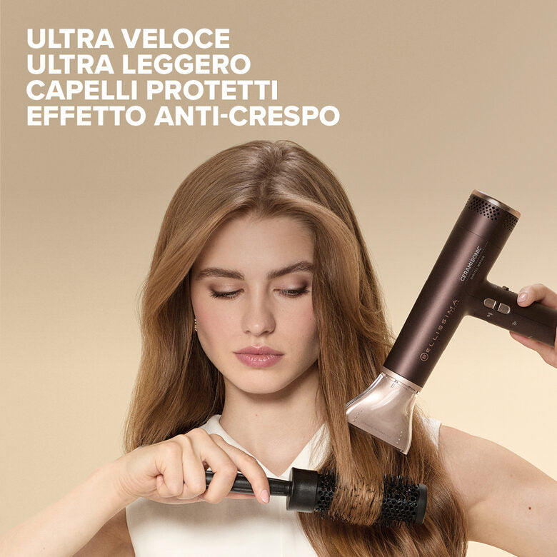 Bellissima Ceramisonic Asciugacapelli, Motore Digitale ad alta velocità, ultraleggero, con tecnologia Tecnologia Ion Ceramic Hi-Pro, ioni, 3 velocità, 3 temperature, Impostazione Gentle Dry,