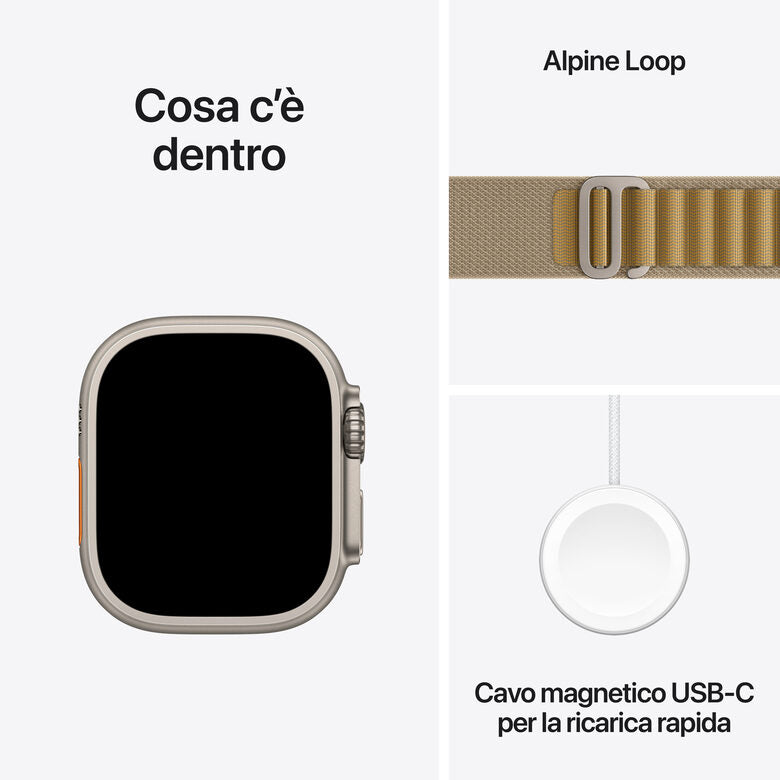 Apple Watch Ultra 2 GPS + Cellular 49mm Cassa in Titanio con Tan Alpine Loop - Medium