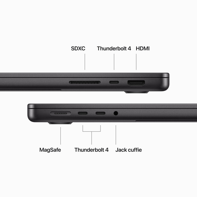Apple MacBook Pro 14'' M3 Pro chip con 11‑core CPU e 14‑core GPU, 512GB SSD - Nero Siderale