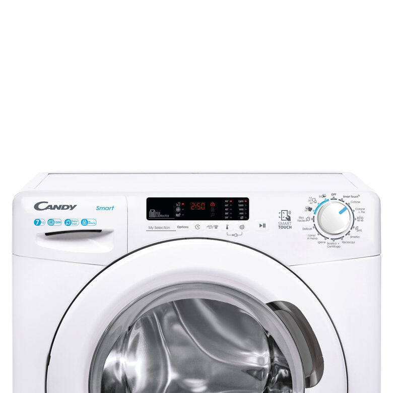 Candy CSS4372DW4/1-11 Lavatrice Smart A Libera Installazione 7 Kg, 1300 Giri, My Statistics, Smart Check-up, Classe B, Bianco