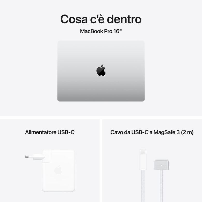 Apple MacBook Pro 16": Chip M4 Max con cpu 14 core e gpu 32 core, 1TB SSD - Argento
