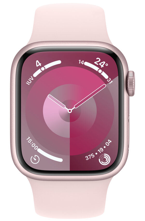 Apple Watch Series 9 GPS Cassa 41mm in Alluminio Rosa con Cinturino Sport Rosa Confetto - S/M