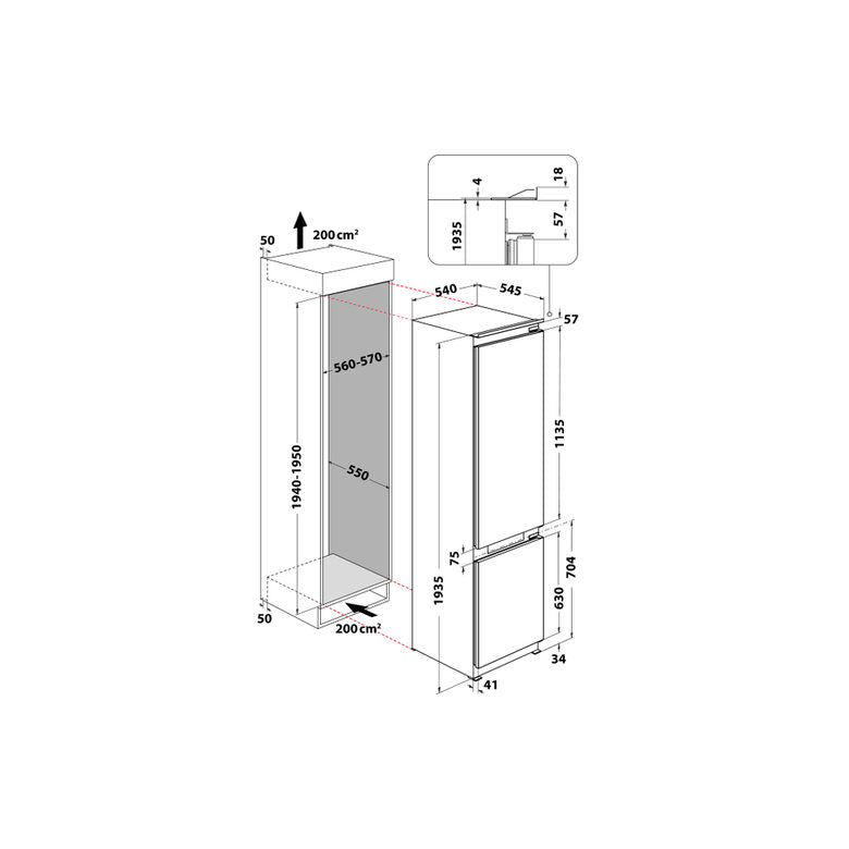 Whirlpool WHC20 T121 frigorifero con congelatore Da incasso 280 L F Bianco