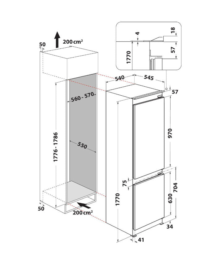 Indesit INC18 T111 frigorifero con congelatore Da incasso 250 L F Bianco
