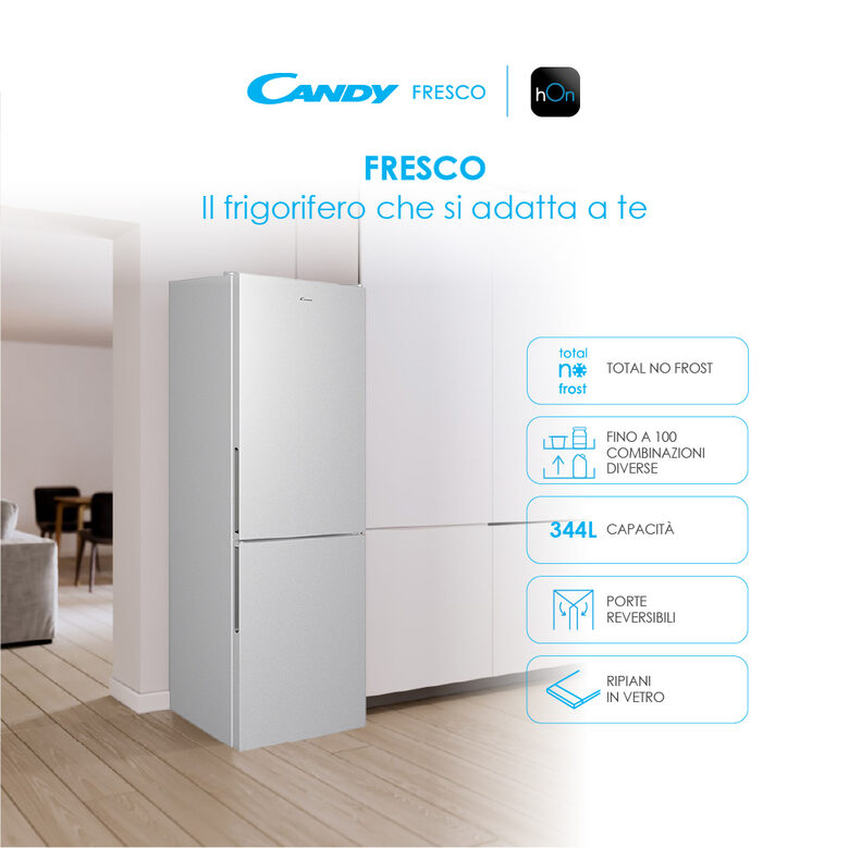 Candy Fresco CCE4T620ES frigorifero con congelatore Libera installazione 377 L E Argento
