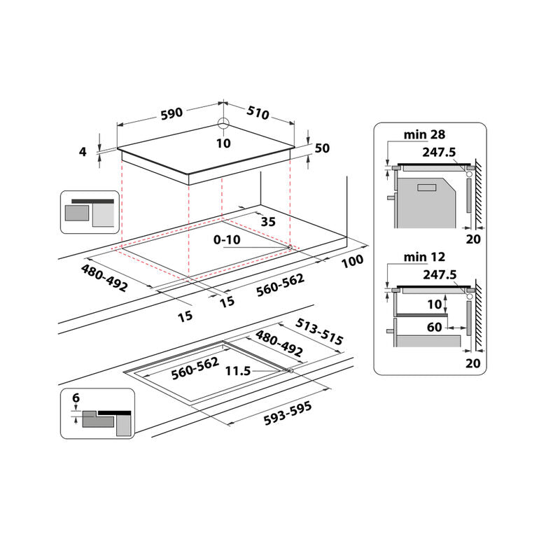Whirlpool WL B4060 CPNE Nero Da incasso 59 cm Piano cottura a induzione 4 Fornello(i)