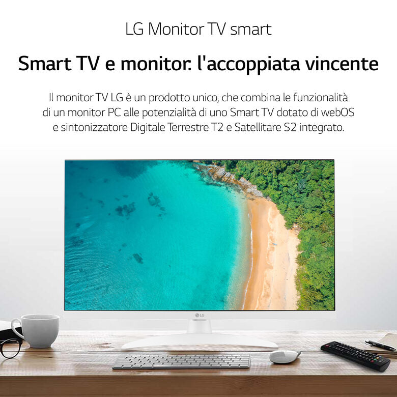 LG 27TQ615S Televisione Smart TV 27 Pollici Led Full Hd Web-Os Bianco
