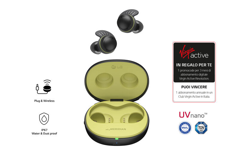 LG TONE Free TF8 Cuffie Bluetooth per lo sport, IP67, Plug & Wireless