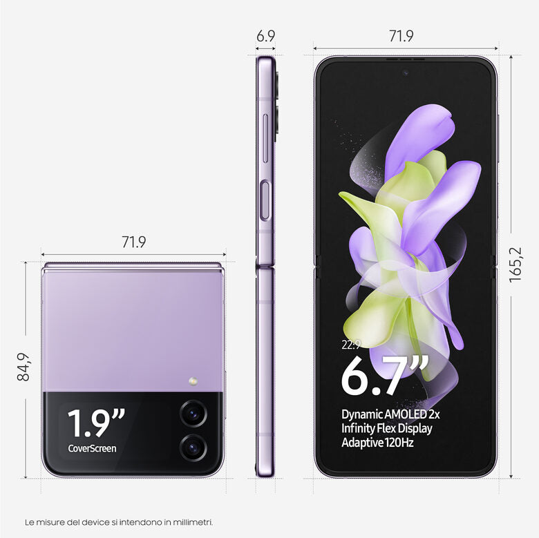 Samsung Galaxy Z Flip4 128GB Bora Purple RAM 8GB Display 1,9" Super AMOLED/6,7" Dynamic AMOLED 2X