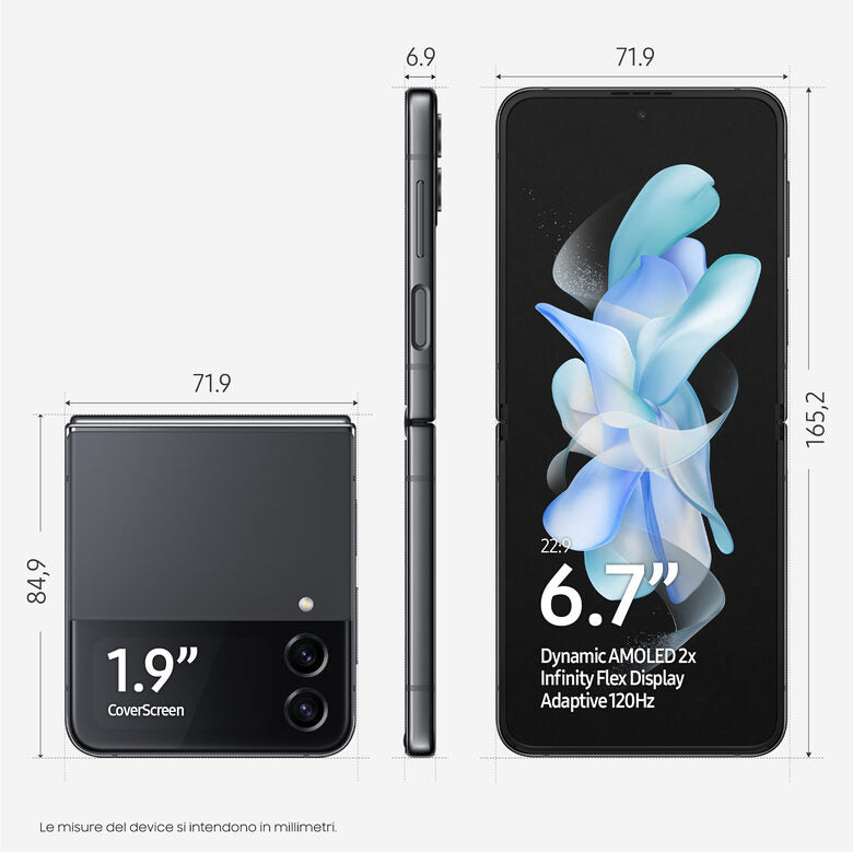 Samsung Galaxy Z Flip4 512GB Graphite RAM 8GB Display 1,9" Super AMOLED/6,7" Dynamic AMOLED 2X
