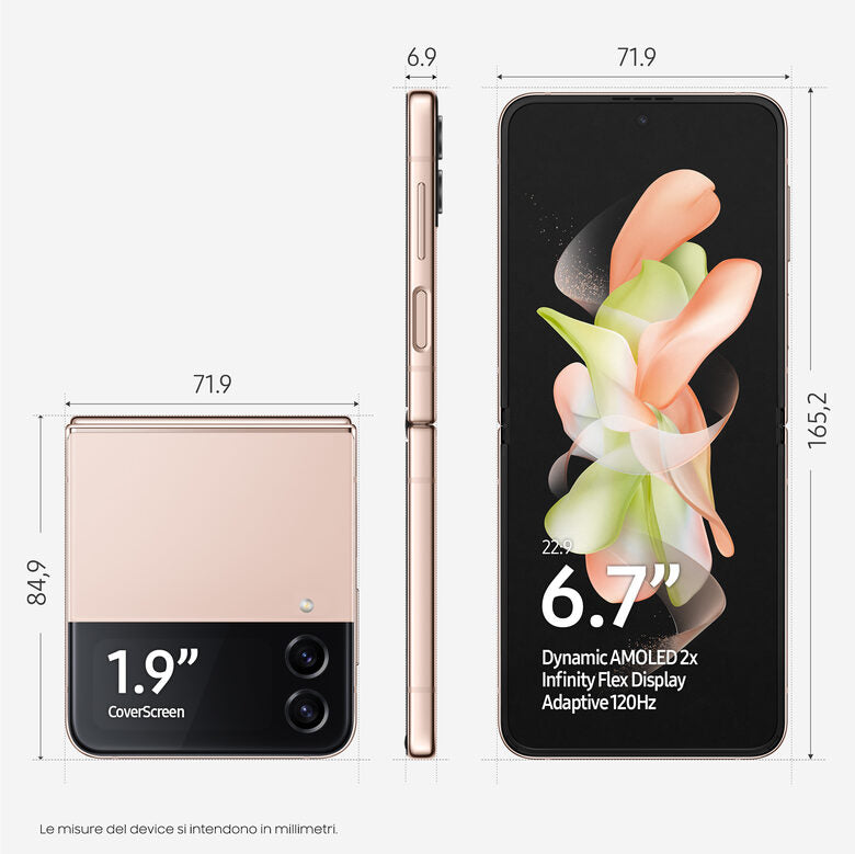 Samsung Galaxy Z Flip4 128GB Pink Gold RAM 8GB Display 1,9" Super AMOLED/6,7" Dynamic AMOLED 2X