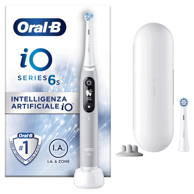 Oral-B iO Spazzolino Elettrico Ricaricabile 6S Grigio, 2 Testine, 1 Custodia Da Viaggio, 1 Spazzolino