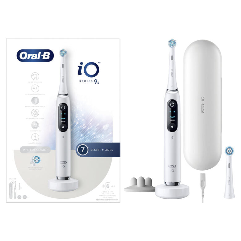 Oral-B iO Spazzolino Elettrico Ricaricabile 9S Bianco, 2 Testine, 1 Custodia Da Viaggio Ricaricabile