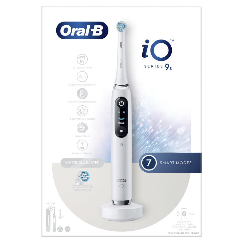 Oral-B iO Spazzolino Elettrico Ricaricabile 9S Bianco, 2 Testine, 1 Custodia Da Viaggio Ricaricabile
