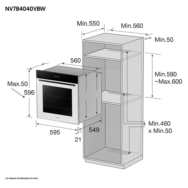 Samsung NV7B4040VBW/U5 Forno a Incasso 76 L 2950 W A+ Bianco