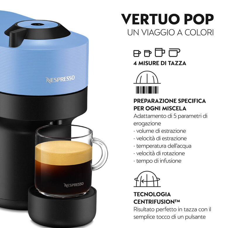 De' Longhi Vertuo Pop ENV90.A Macchina da Caffè in Capsule, Celeste