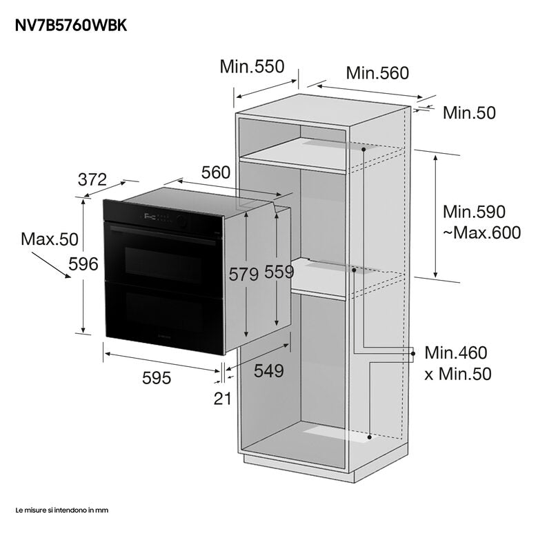 Samsung NV7B5760WBK Forno a incasso a Vapore Serie 5 76 L A+ Vetro Nero